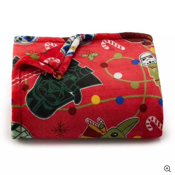Star Wars Other - Star Wars Christmas Blanket Throw | Darth Vader Yoda Droids Storm Trooper | Red